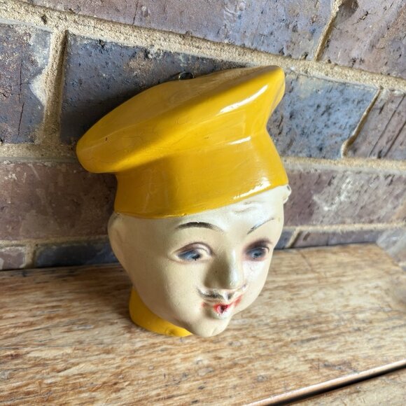 1940's Chalkware CHEF String Holder Dispenser - Picture 2 of 12
